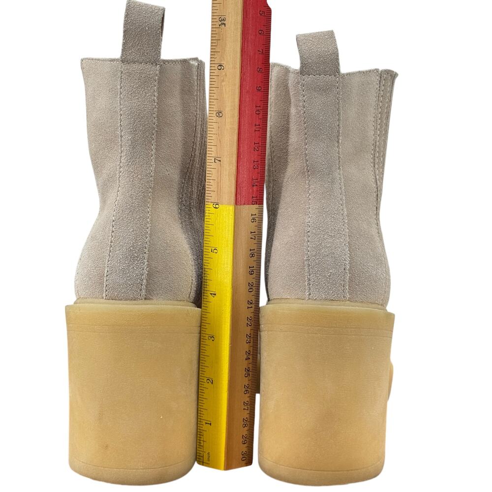 Dolce Vita Celia Chunky Leather Suede Boots Women SZ 11 Beige Chic Fall Western - Picture 5 of 10